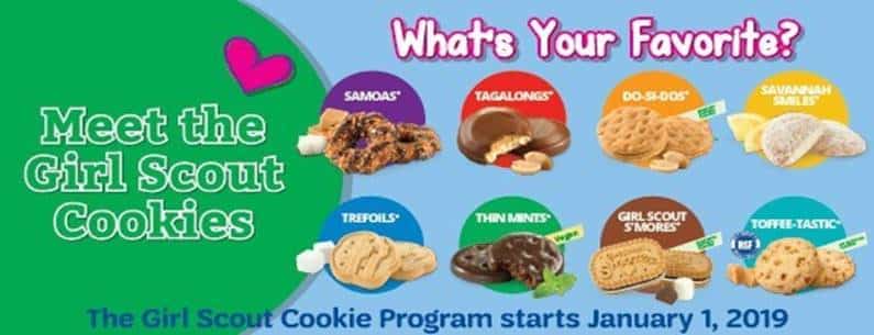 Showing all the types of Girl Scout cookies